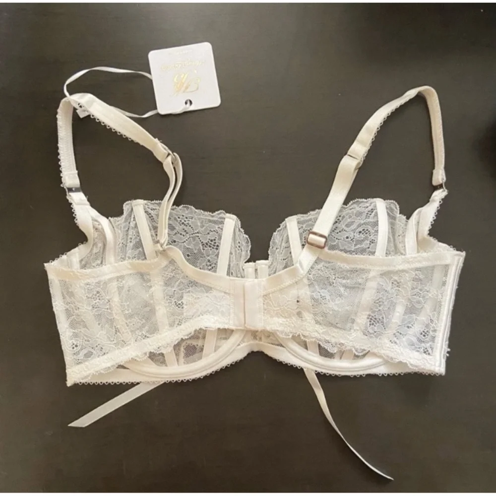 Honey Birdette Lace Underwire Rebecca Bra (38H) and Thong (XXL) - Ivory SET NWT - Picture 8 of 14